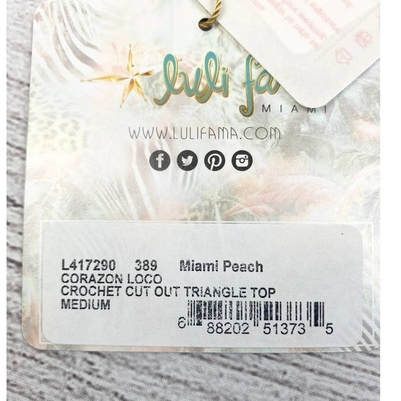 NEW Luli Fama Women's Corazon Loco Crochet Cut-Out Triangle Bikini Top - Picture 6 of 10